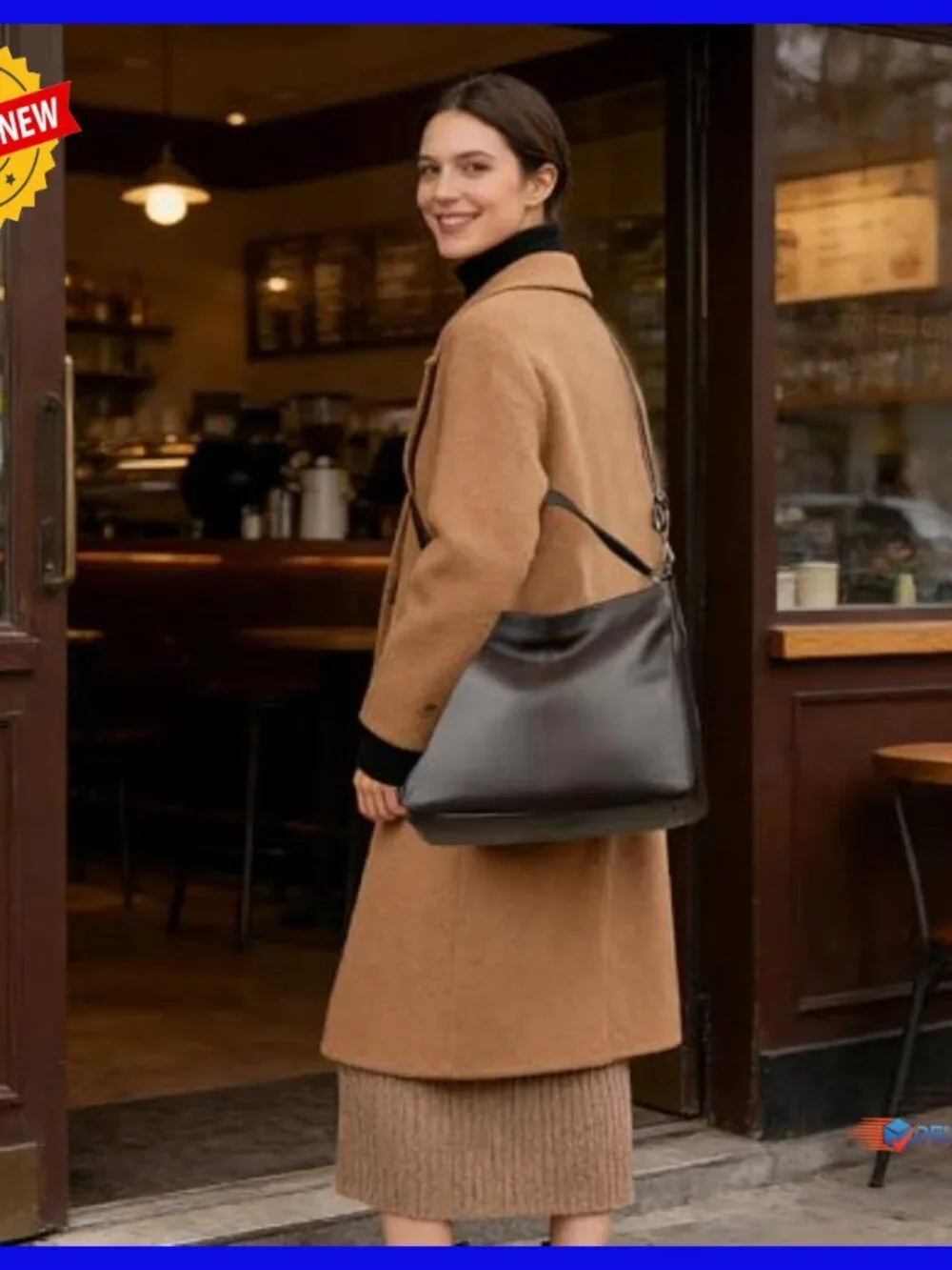 Large Genuine Leather Hobo Tote with Detachable Straps, Crossbody Shoulder Bag